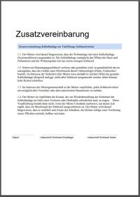 Zusatzvereinbarung Schließanlagen & Systemschlösser – Muster 2 Zusatzvereinbarung für Schließanlagen und Systemschlösser
