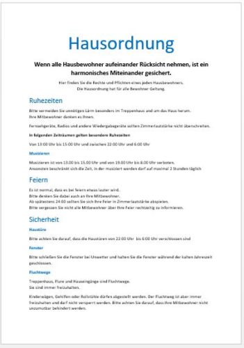 Muster Hausordnung Eigentmergemeinschaft