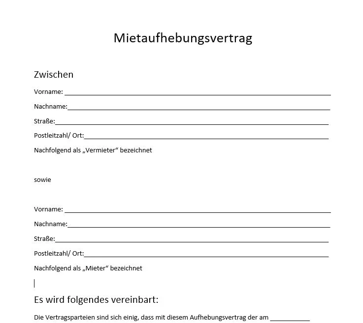 Mietaufhebungsvertrag