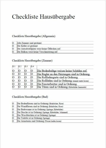 Unterlagen Wohnungsübergabe 5 Checkliste Hausübergabe